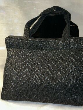 Collezione Black Woven Tote Bag with Short Handles